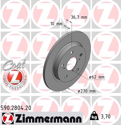 Tarcza hamulcowa ZIMMERMANN 590.2804.20