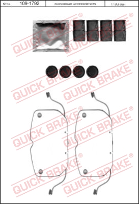 Zestaw akcesoriów montażowych  klocków hamulcowych QUICK BRAKE 109-1792