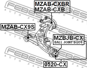 Tuleja wahacza FEBEST MZAB-CX9S