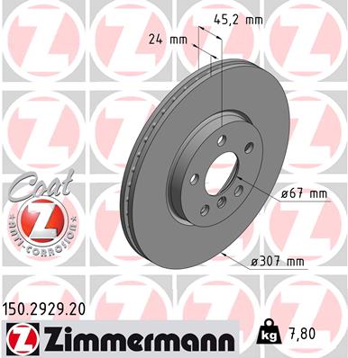 Tarcza hamulcowa ZIMMERMANN 150.2929.20