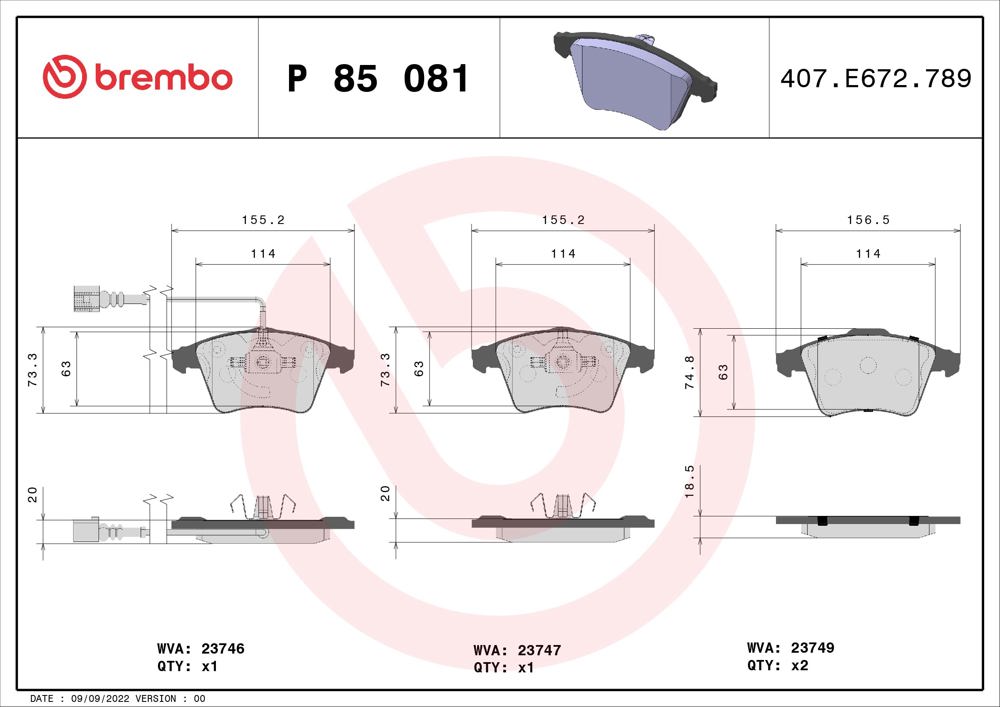 Klocki hamulcowe BREMBO P 85 081