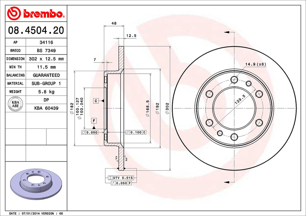 Tarcza hamulcowa BREMBO 08.4504.20