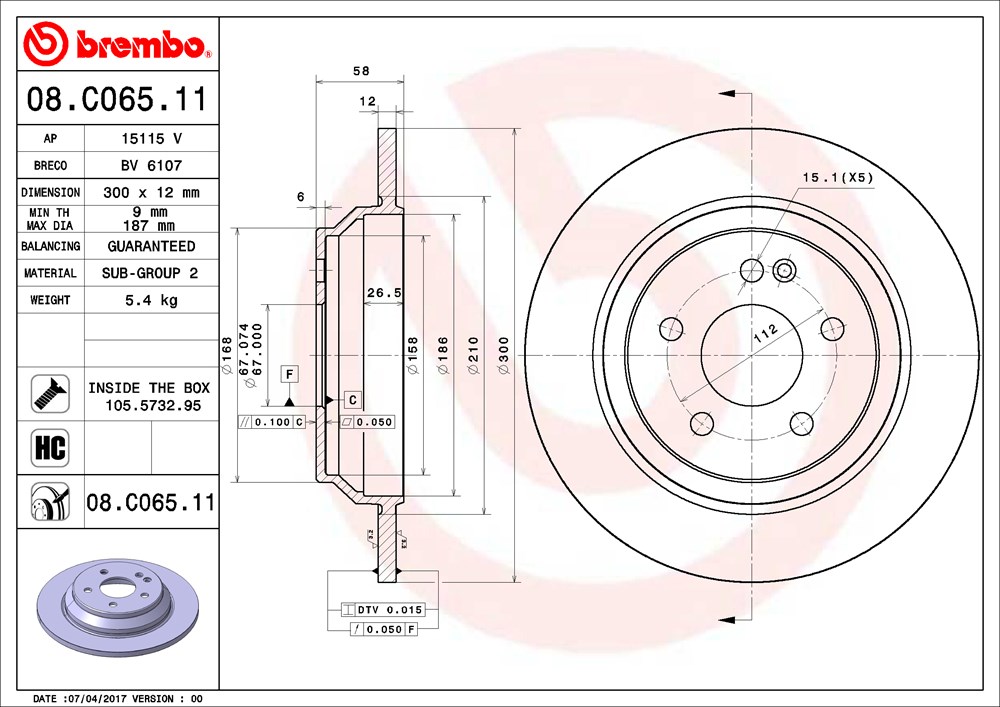 Tarcza hamulcowa BREMBO 08.C065.11