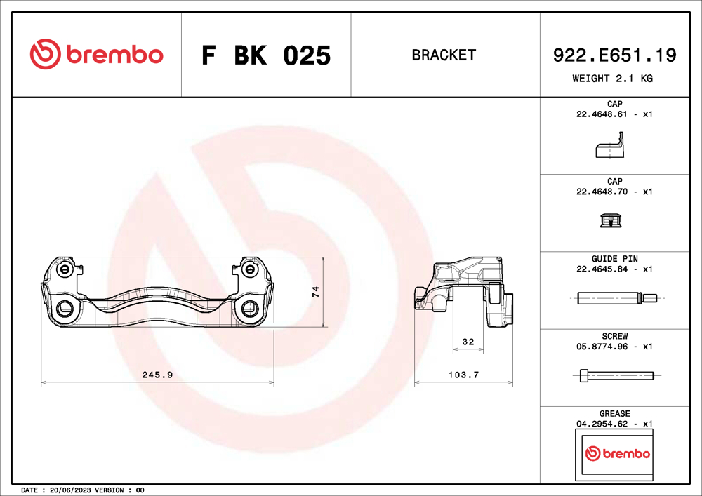 Mocowanie zacisku hamulca - zestaw BREMBO F BK 025