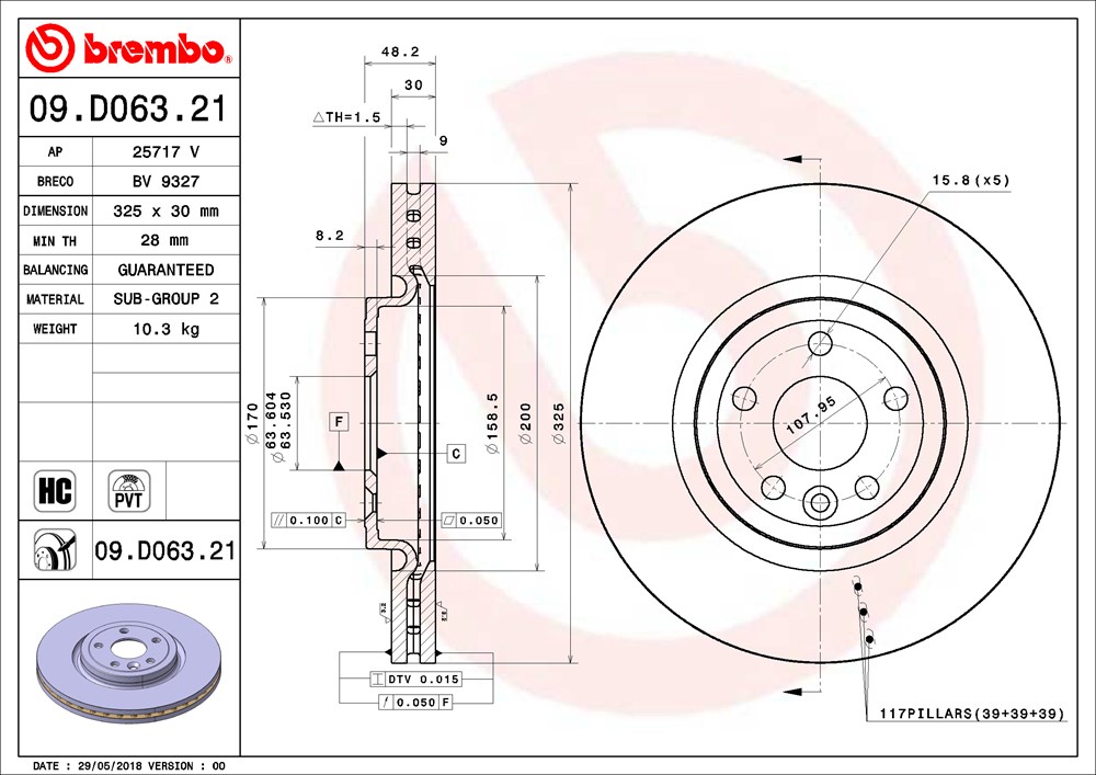 Tarcza hamulcowa BREMBO 09.D063.21