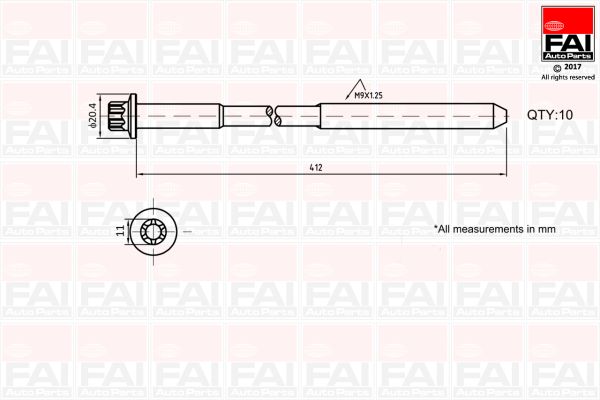 Zestaw śrub głowicy cylindrów FAI AUTOPARTS B292