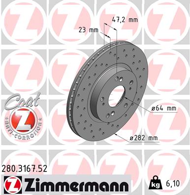 Tarcza hamulcowa ZIMMERMANN 280.3167.52