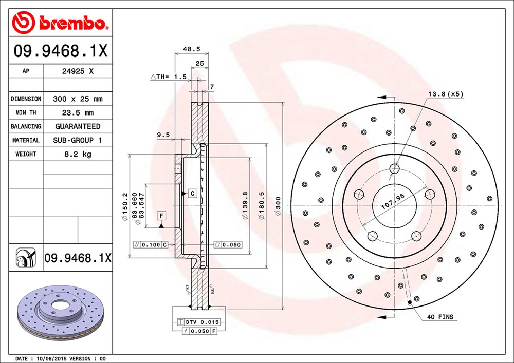 Tarcza hamulcowa BREMBO 09.9468.1X