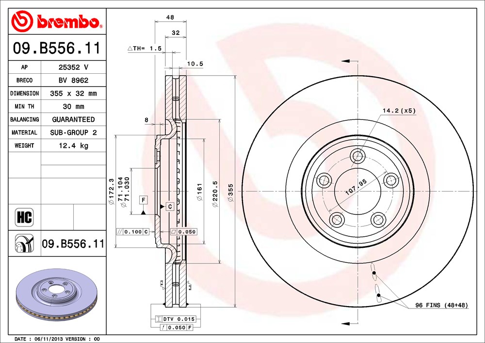 Tarcza hamulcowa BREMBO 09.B556.11