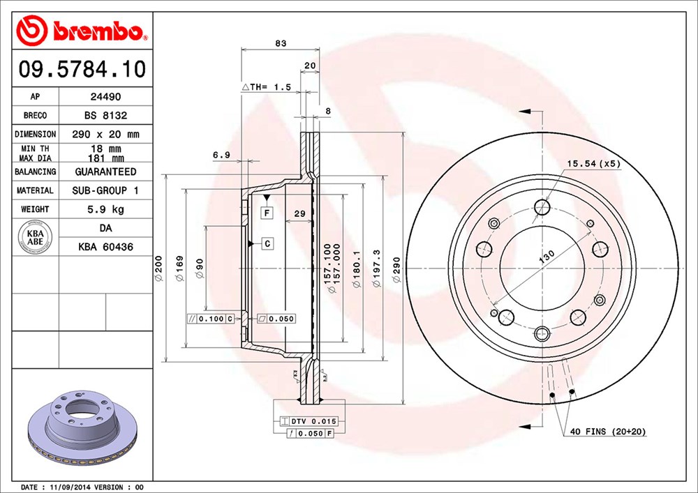 Tarcza hamulcowa BREMBO 09.5784.10