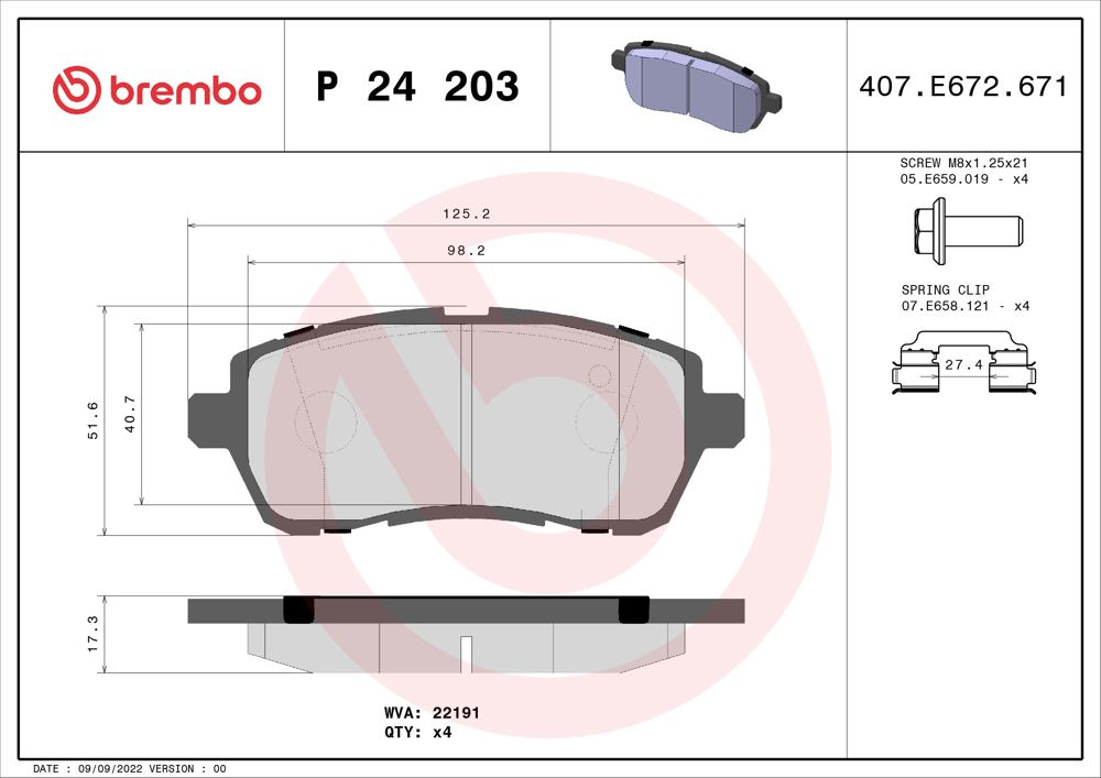 Klocki hamulcowe BREMBO P 24 203
