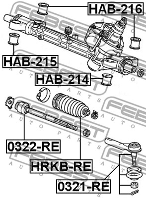 Poduszka przekładni kierowniczej FEBEST HAB-215