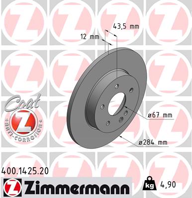 Tarcza hamulcowa ZIMMERMANN 400.1425.20