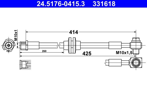 Przewód hamulcowy elastyczny ATE 24.5176-0415.3