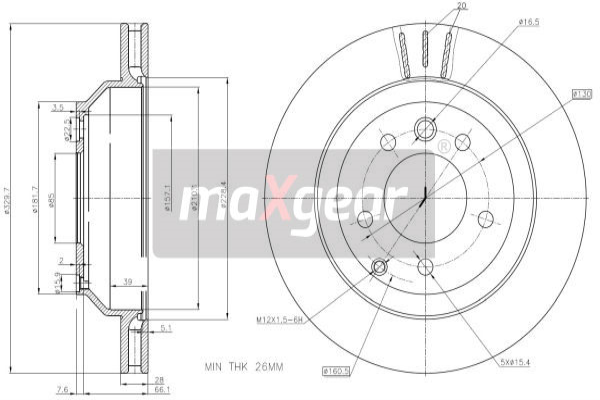 Tarcza hamulcowa MAXGEAR 19-1833MAX