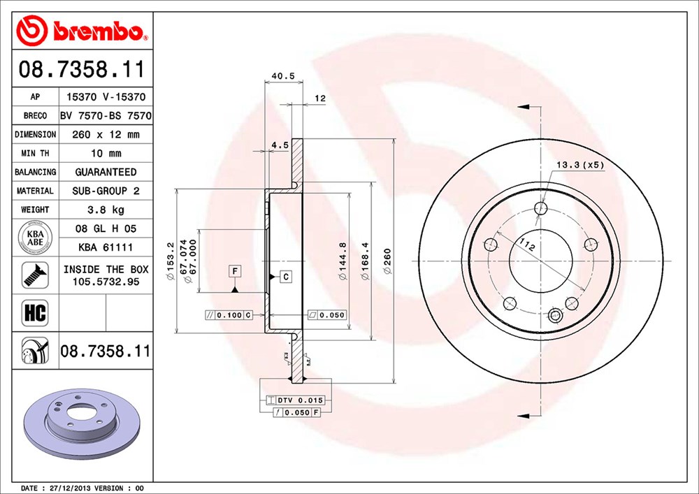 Tarcza hamulcowa BREMBO 08.7358.11