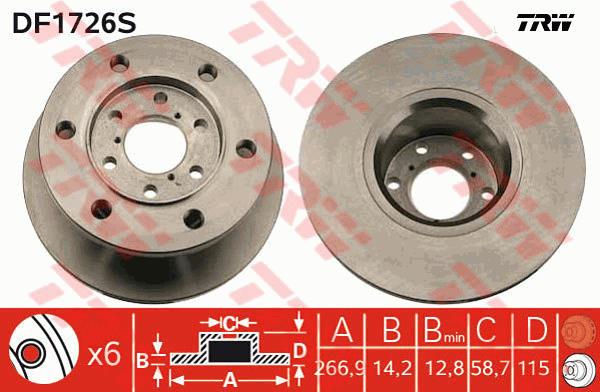 Tarcza hamulcowa TRW DF1726S