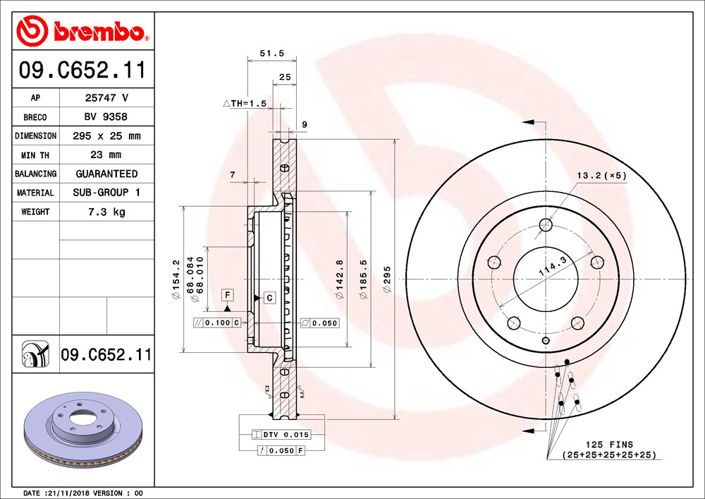 Tarcza hamulcowa BREMBO 09.C652.11