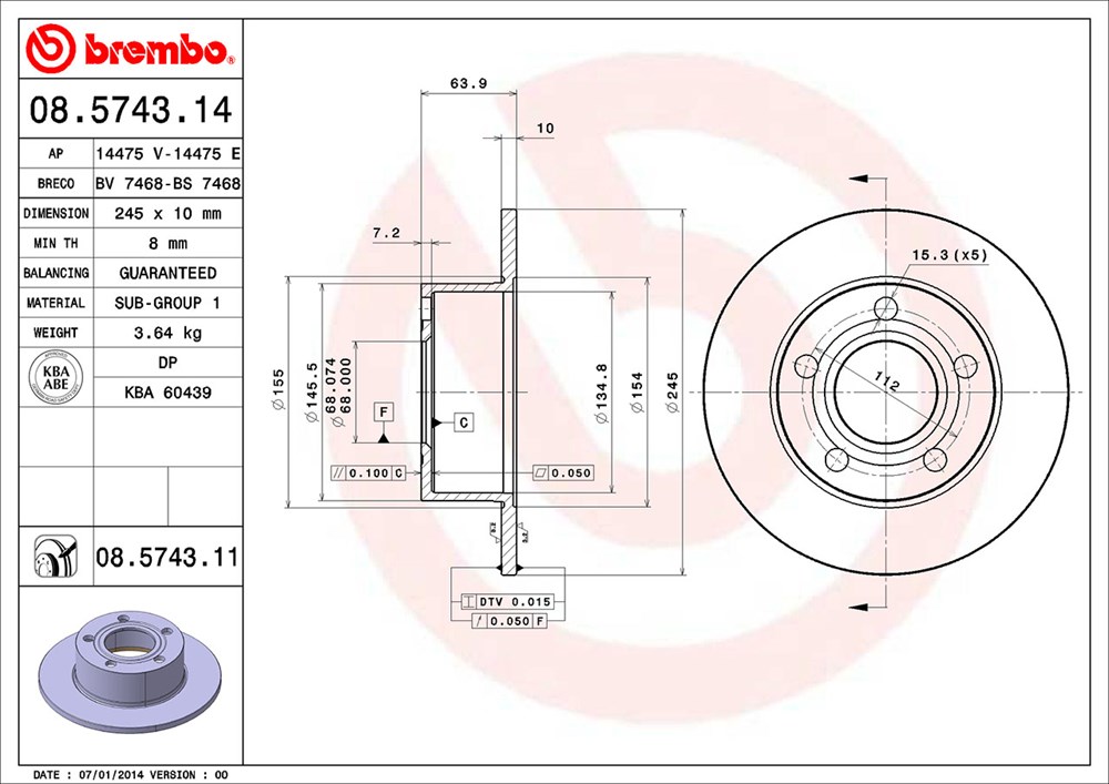 Tarcza hamulcowa BREMBO 08.5743.11