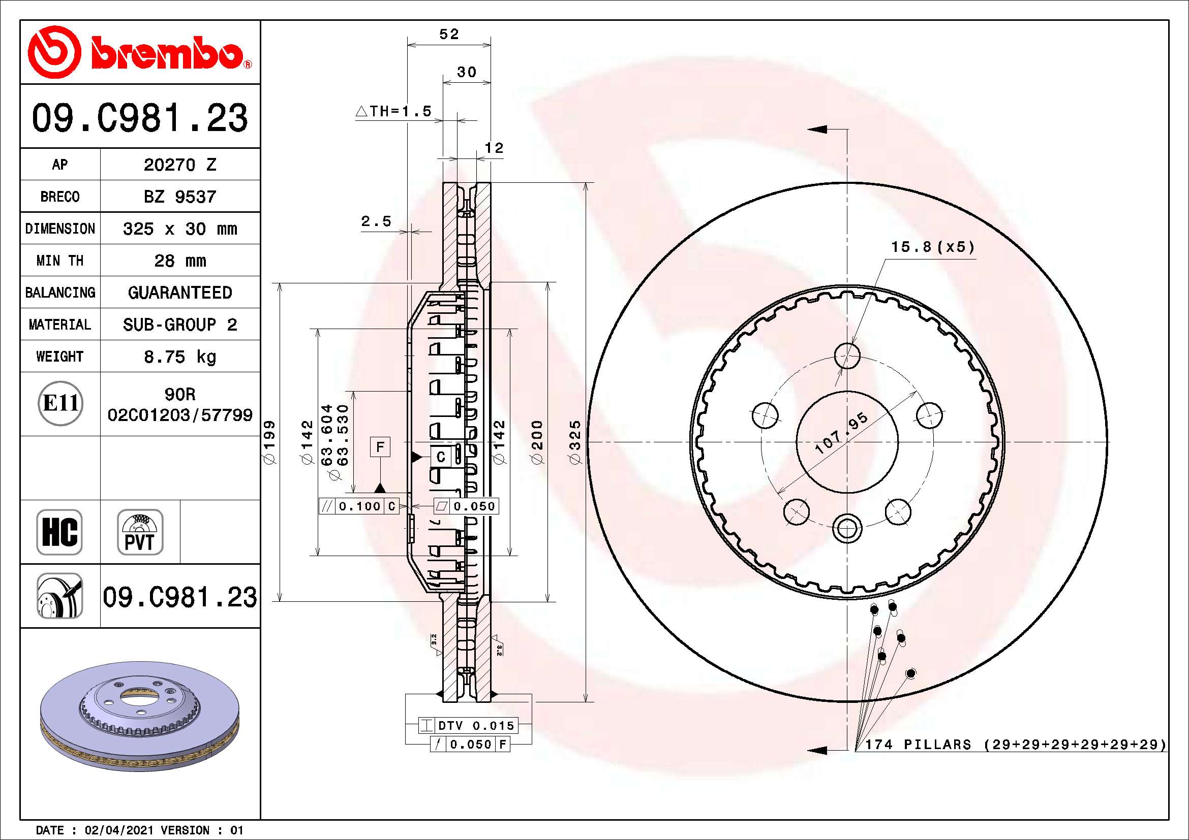 Tarcza hamulcowa BREMBO 09.C981.23
