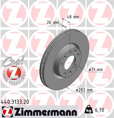 Tarcza hamulcowa ZIMMERMANN 440.3133.20