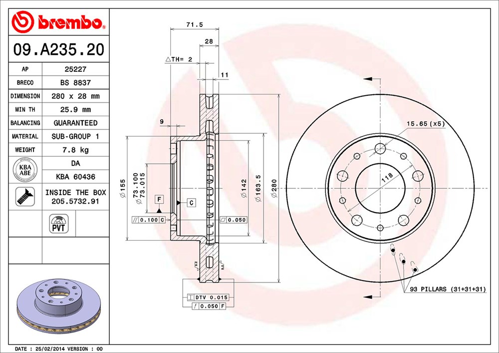 Tarcza hamulcowa BREMBO 09.A235.20