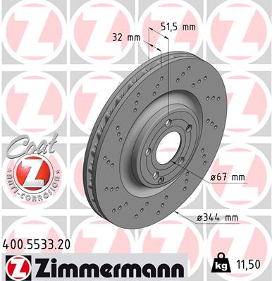 Tarcza hamulcowa ZIMMERMANN 400.5533.20