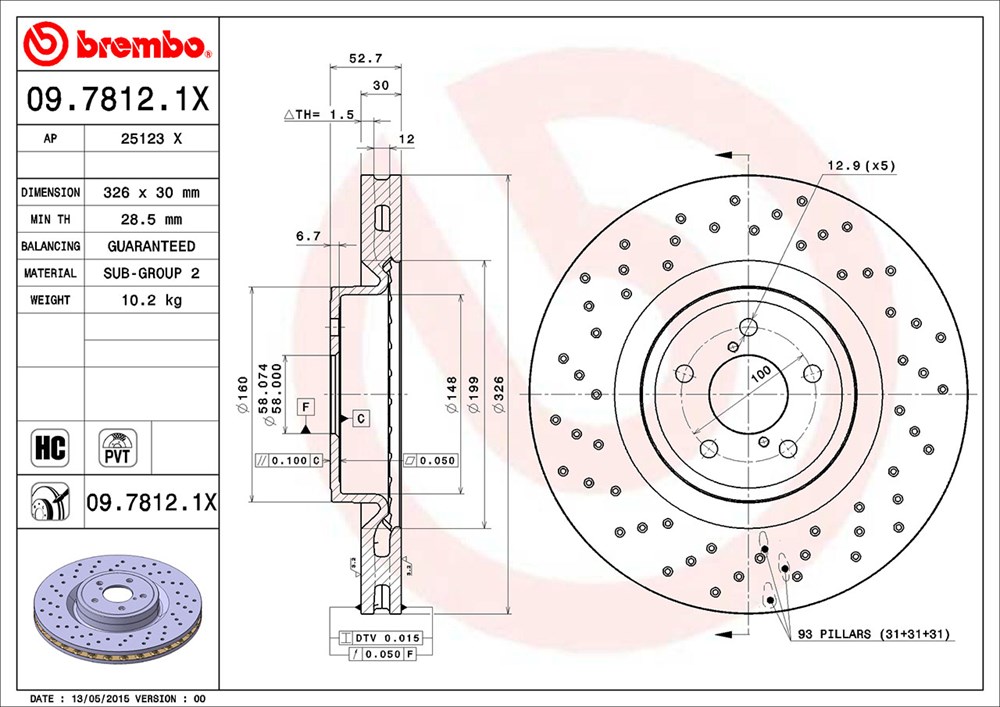 Tarcza hamulcowa BREMBO 09.7812.1X