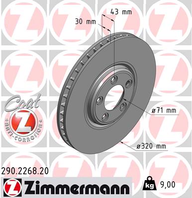 Tarcza hamulcowa ZIMMERMANN 290.2268.20