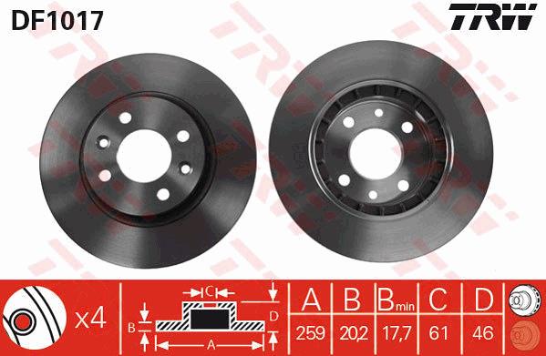 Tarcza hamulcowa TRW DF1017