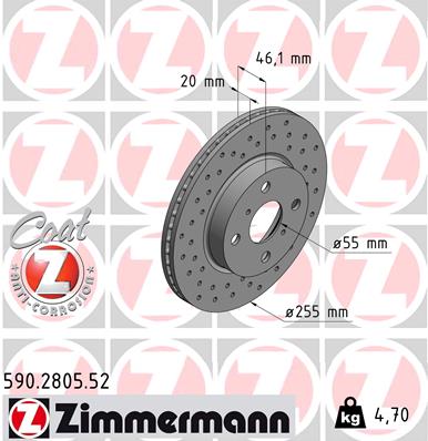 Tarcza hamulcowa ZIMMERMANN 590.2805.52