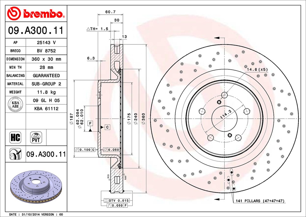 Tarcza hamulcowa BREMBO 09.A300.11