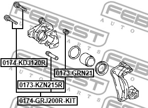 Sworzeń prowadzący  zacisk hamulca FEBEST 0174-GRJ200R-KIT