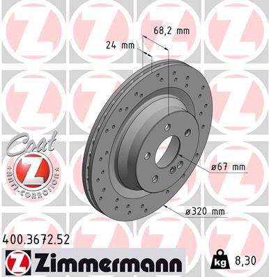 Tarcza hamulcowa ZIMMERMANN 400.3672.52