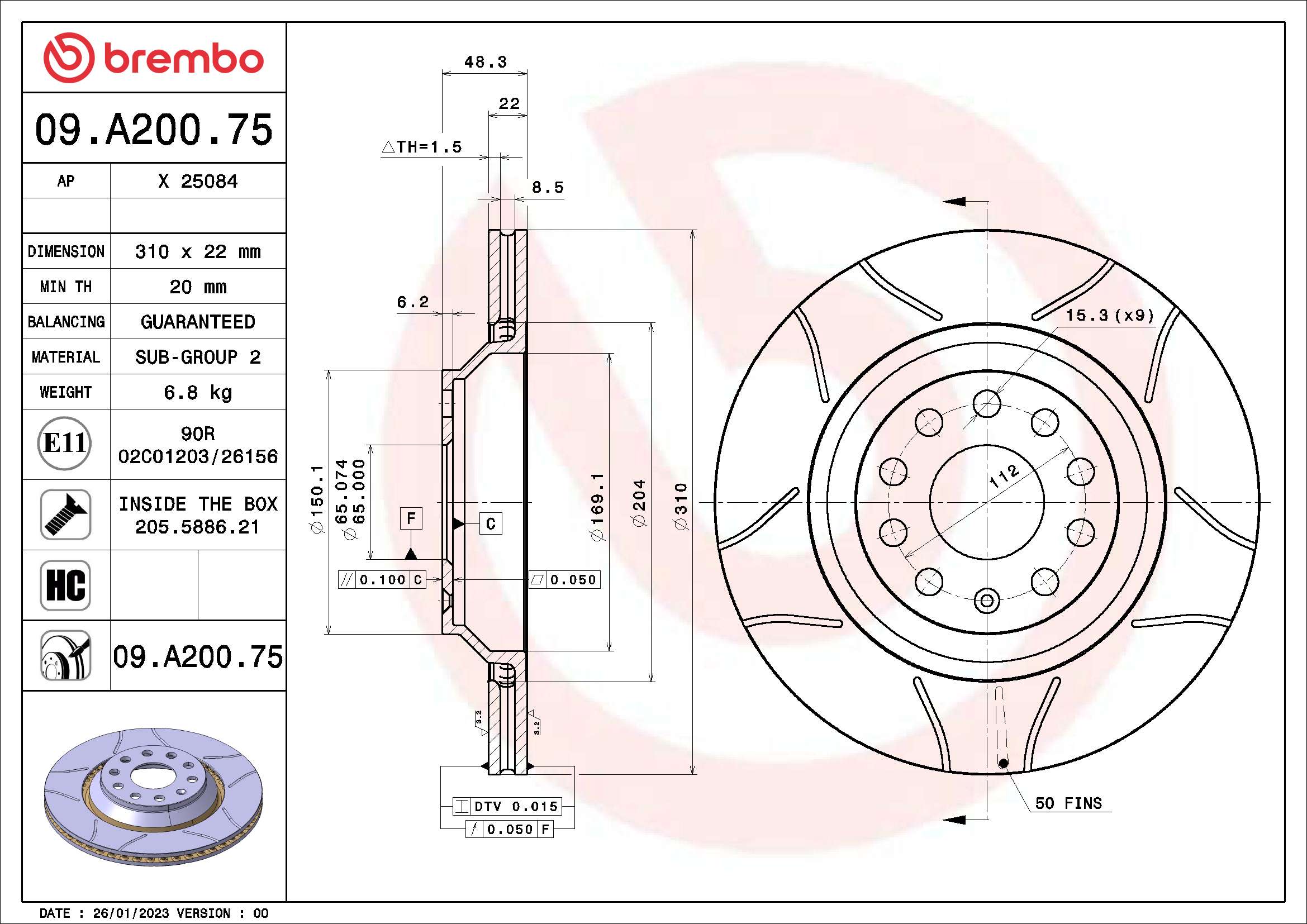 Tarcza hamulcowa BREMBO 09.A200.75