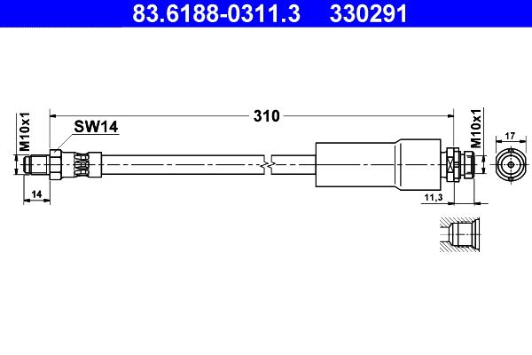 Przewód hamulcowy elastyczny ATE 83.6188-0311.3