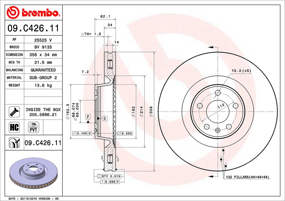 Tarcza hamulcowa BREMBO 09.C426.11