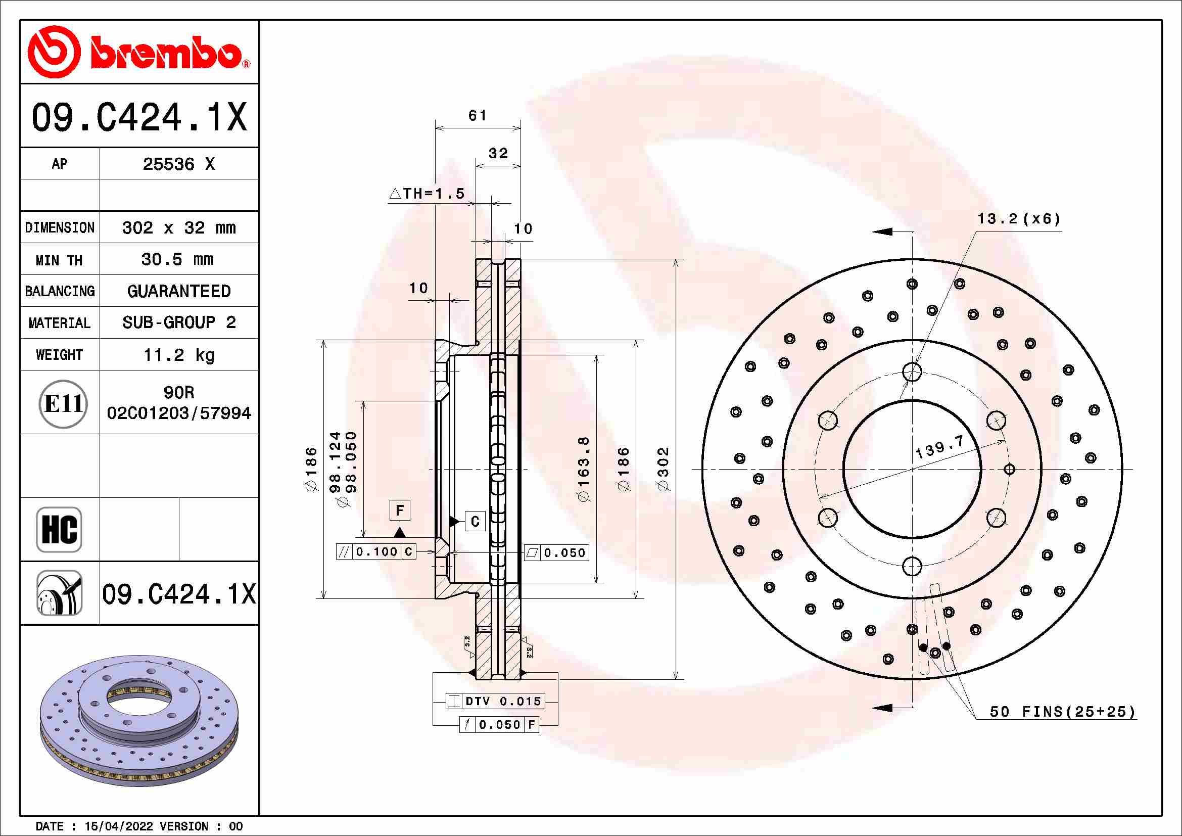 Tarcza hamulcowa BREMBO 09.C424.1X