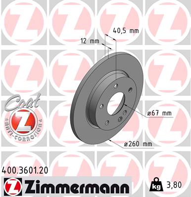 Tarcza hamulcowa ZIMMERMANN 400.3601.20