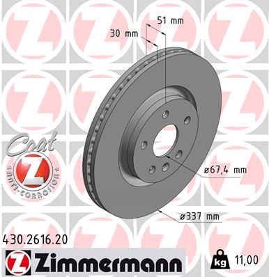 Tarcza hamulcowa ZIMMERMANN 430.2616.20