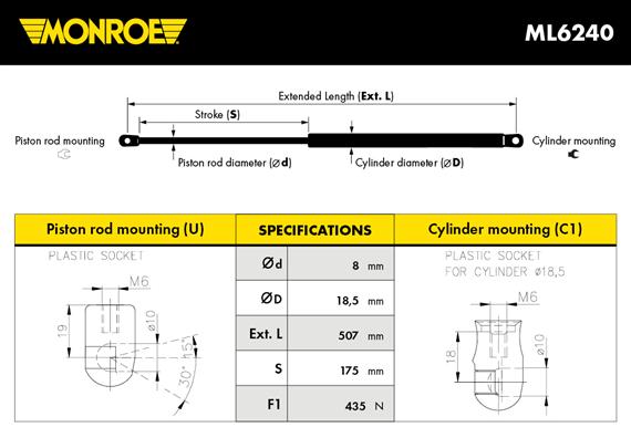 Sprężyna gazowa MONROE ML6240
