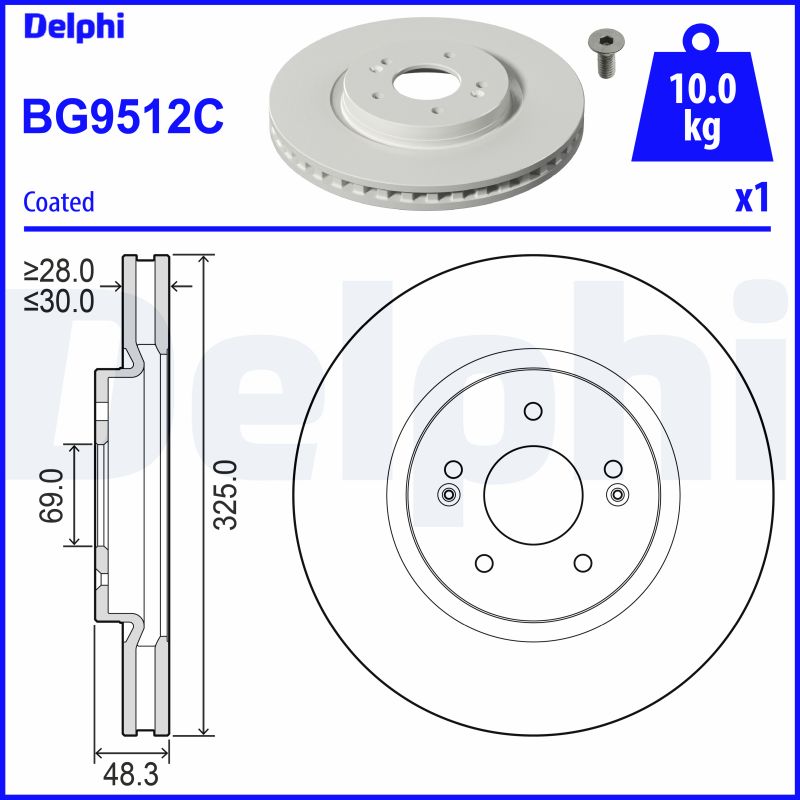 Tarcza hamulcowa DELPHI BG9512C