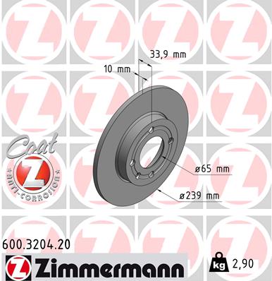 Tarcza hamulcowa ZIMMERMANN 600.3204.20