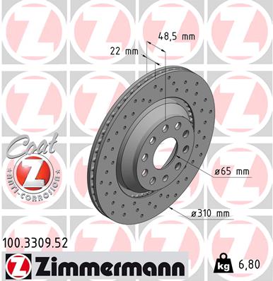 Tarcza hamulcowa ZIMMERMANN 100.3309.52