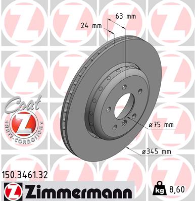 Tarcza hamulcowa ZIMMERMANN 150.3461.32