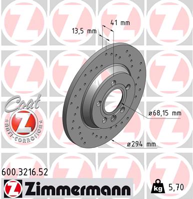 Tarcza hamulcowa ZIMMERMANN 600.3216.52