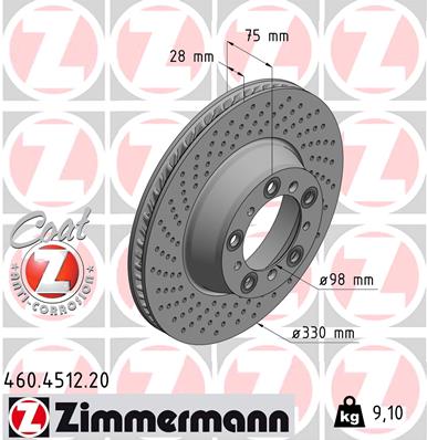 Tarcza hamulcowa ZIMMERMANN 460.4512.20