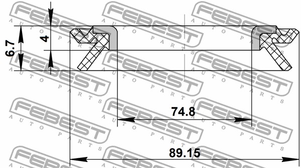 Pierścień uszczelniający piasty koła FEBEST 95BCY-88750407X