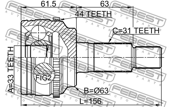 Przegub FEBEST 0510-ERA44