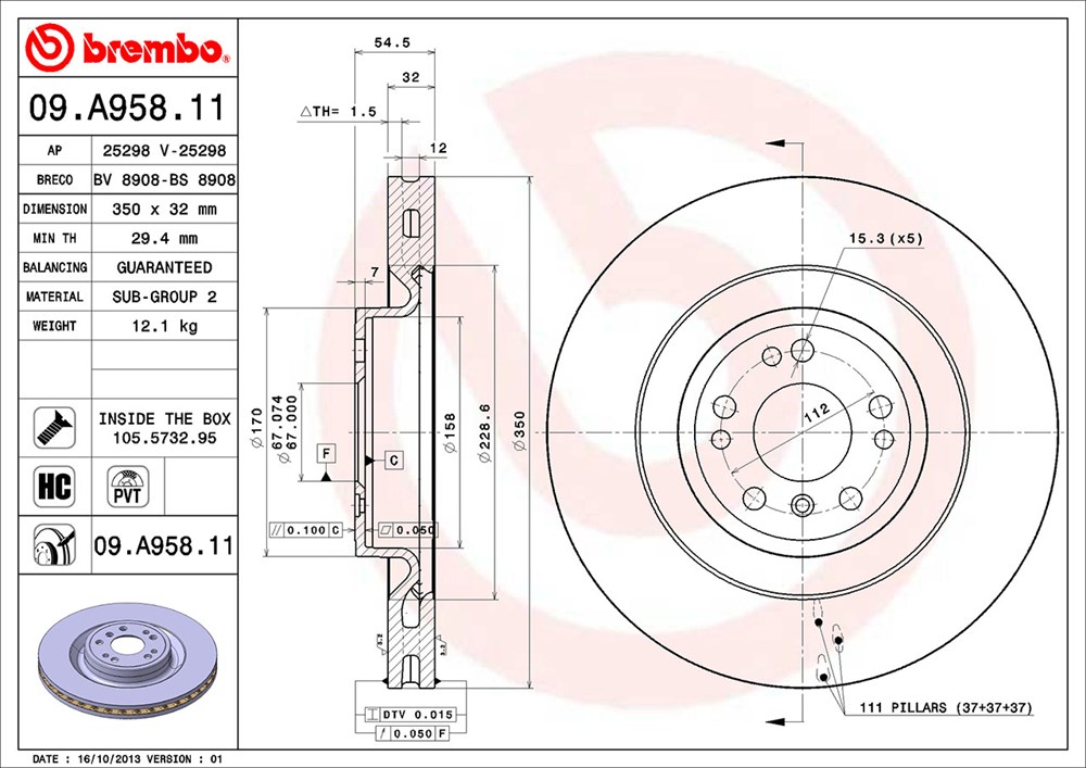 Tarcza hamulcowa BREMBO 09.A958.11